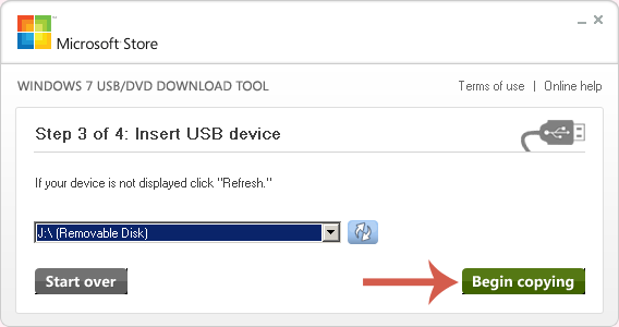 Windows 7 USB DVD tool - Screenshot